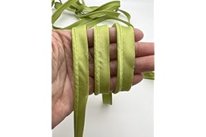 PEPPERLONELY 5 Yards 12mm (1/2 Inch) Polyester Satin Bias Piping Type, Bias Type with Cord, Piping Trim with Cord, Lip Cord Trim for Sewing Clothing Upholstery Trimming - Olive