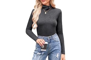 Totatuit Womens Turtleneck Shirt Long Sleeve Layer Tops Basic Cotton Tees Soft Thermal Underwear Blouse