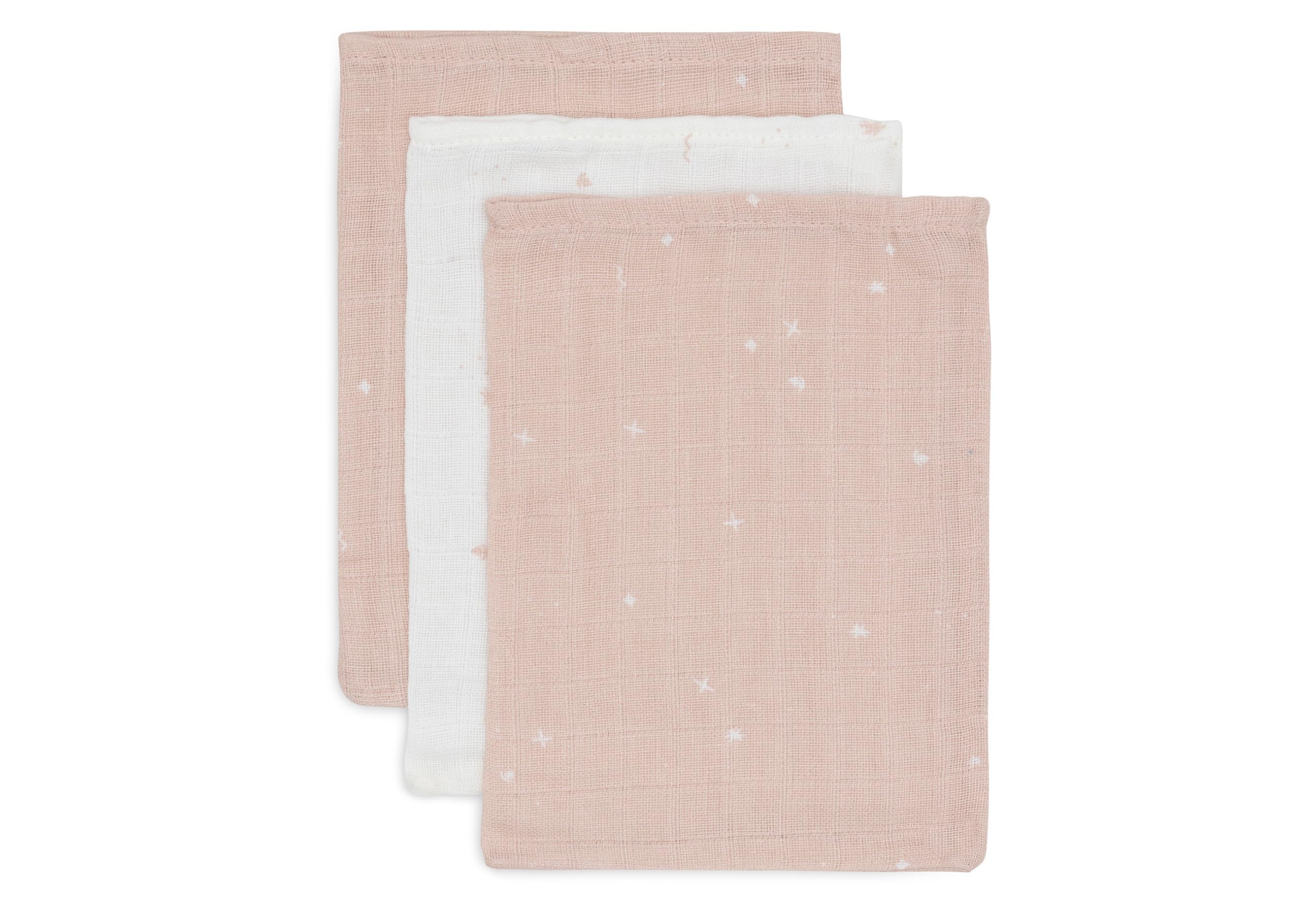 Jollein Baby Wash Cloth, Twinkling, Wild Rose, Pack of 3, 15 x 20 cm, 100% Cotton, Wash Mitt Baby, Oeko-Tex Certified