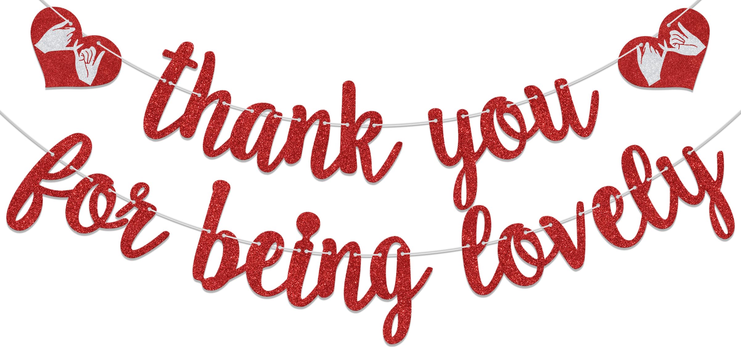 Best Friend Party Decorations - Best Friendship Party Decoration - Thank You for Being Lovely Banner Red Glitter