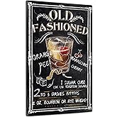 Putuo Decor Cocktail Bar Sign, Vintage Art Wall Decor for Plaque Poster Cafe, Man Cave Home Decor for Pub, Club, Kitchen, 12x8 Inches Recipe Metal Sign Gift - Old Fashioned