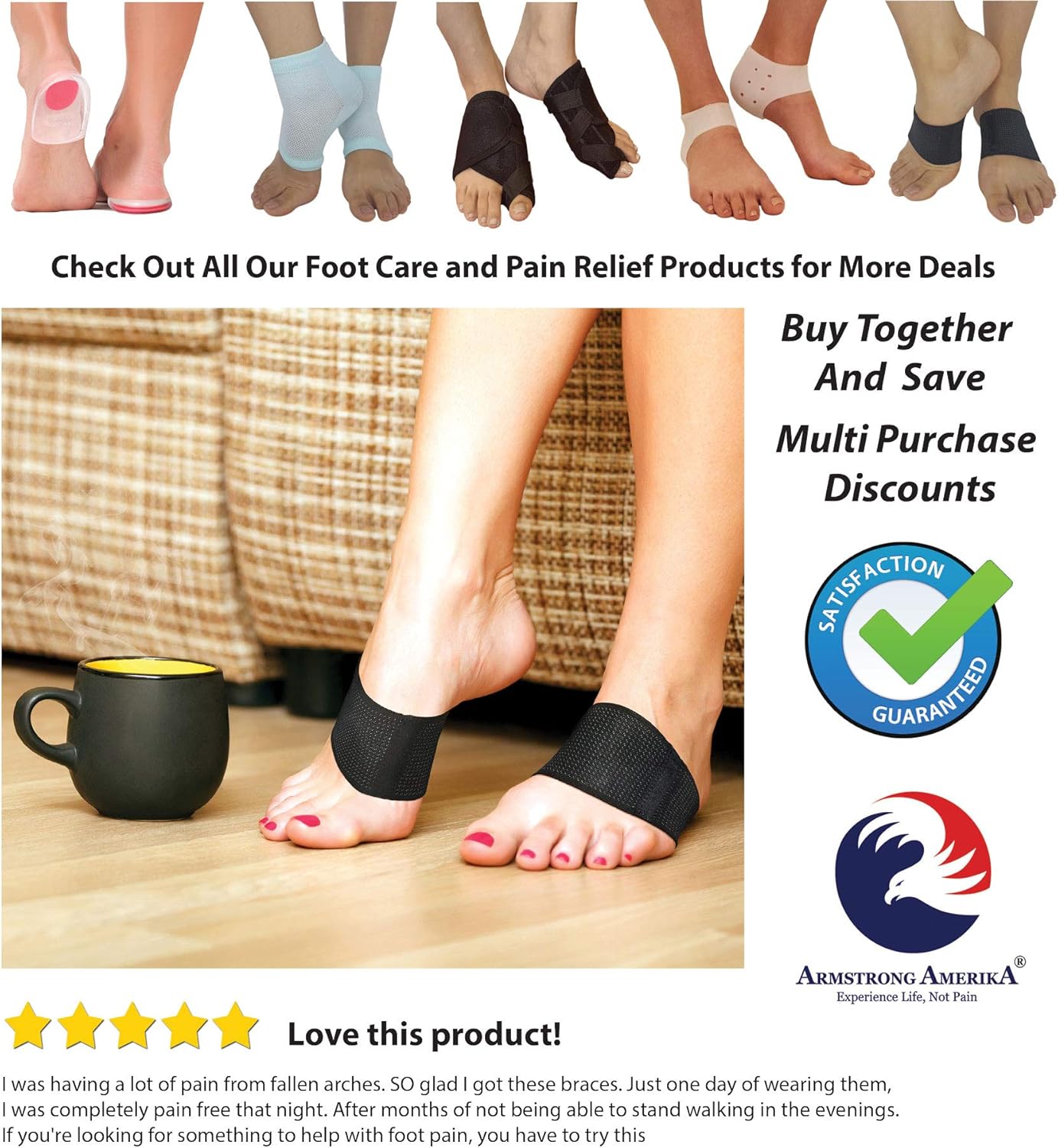 Plantar Fasciitis Brace Arch Supports - Arch Brace for Foot & Heel Pain Relief. Compression Sleeves Help Sore Heels, Bone Spurs, Flat Feet or High Arches Copper Infused Bands Plantar Fasciitis (Beige): Health & Personal Care