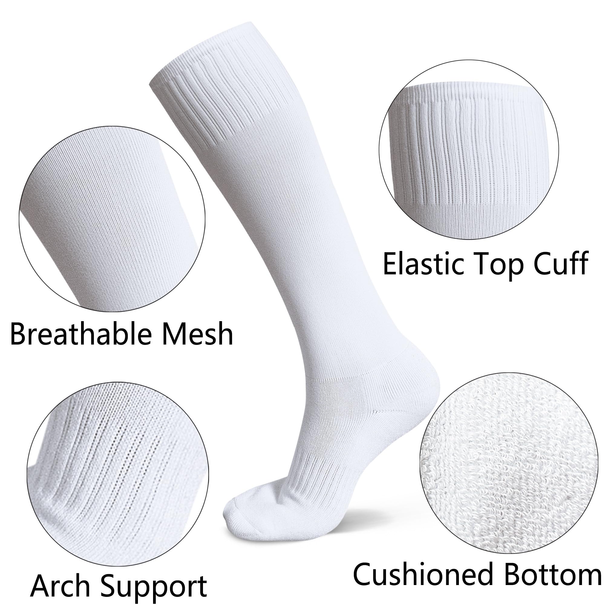 Raigoo Soccer Softball Baseball Football Socks for Youth Kids Boys and Girls Ages 4 to 16 Knee High Sport Athletic Socks