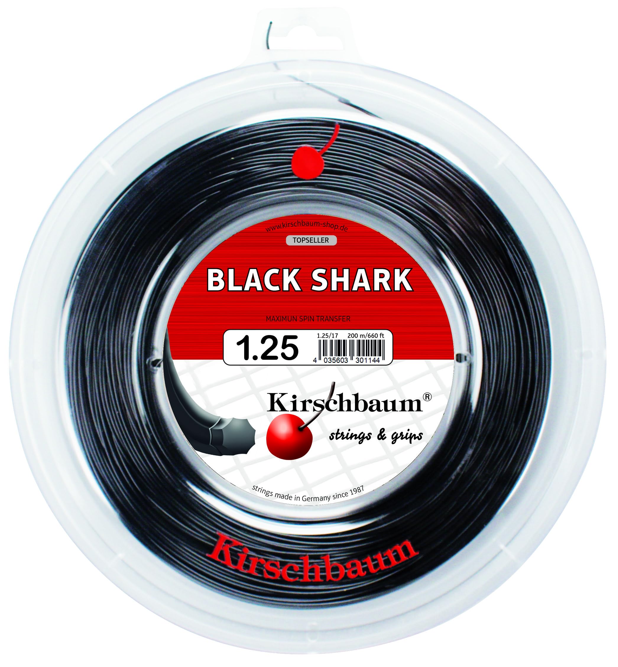 Kirschbaum Shark String Reel - Black, 1.25 mm