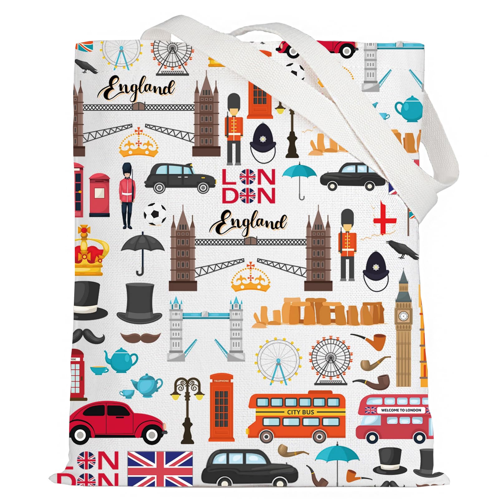 LEVLO London Travel Gift British Theme Cosmetic Bag England Souvenir Gift United Kingdom Make Up Zipper Pouch Bag, London Tote