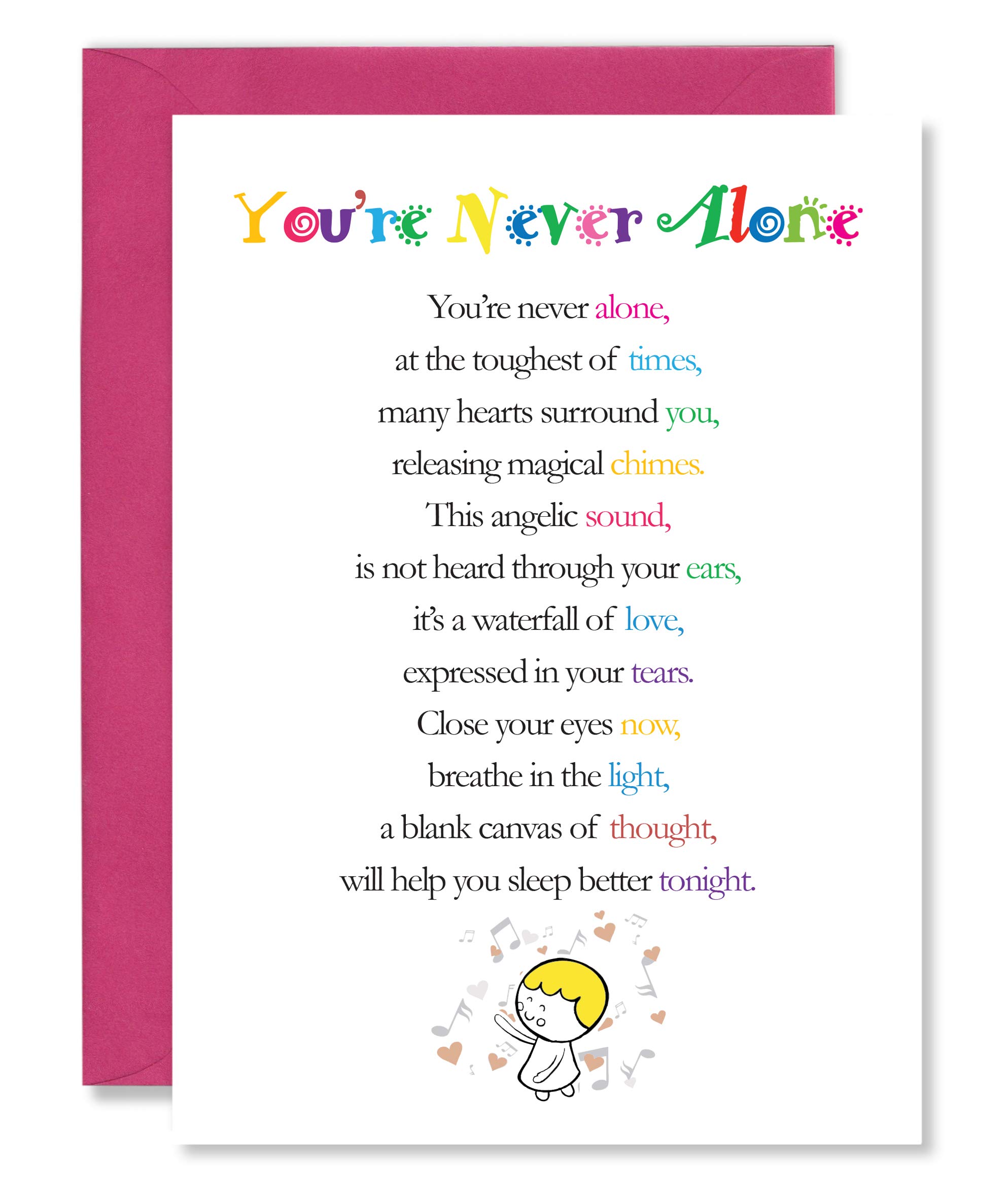 Clarabelle Cards - You're Never Alone - Supportive | Thinking of You | Sympathy | Sorry for Your Loss | Greetings Card with Caring Encouragement Poem Verse sold by Card Candy