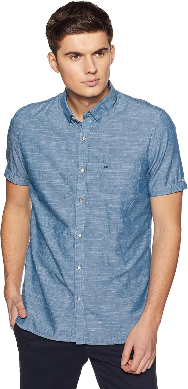 Buy Peter England Men's Plain Slim Fit Casual Shirt (PCSHCSSP137424