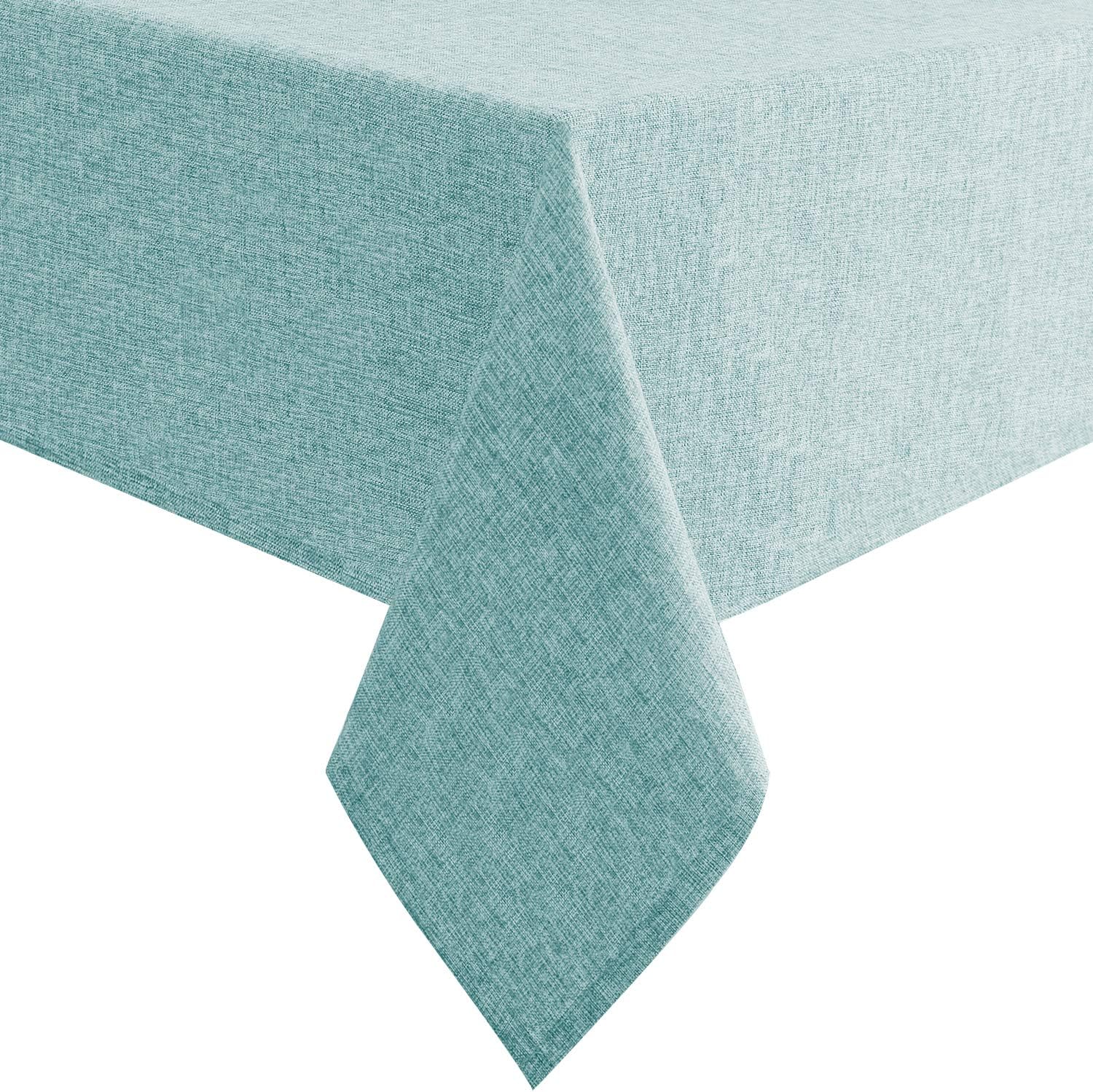 Hiasan Faux Linen Square Tablecloth - Waterproof Wrinkle and Stain Resistant Washable Table Cloth for Kitchen Dining Room Holiday Dinner, Aqua, 54 x 54 Inch: Home & Kitchen