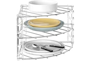 Deco Brothers 3-Tier Counter and Cabinet Corner Shelf Organizer, Chrome