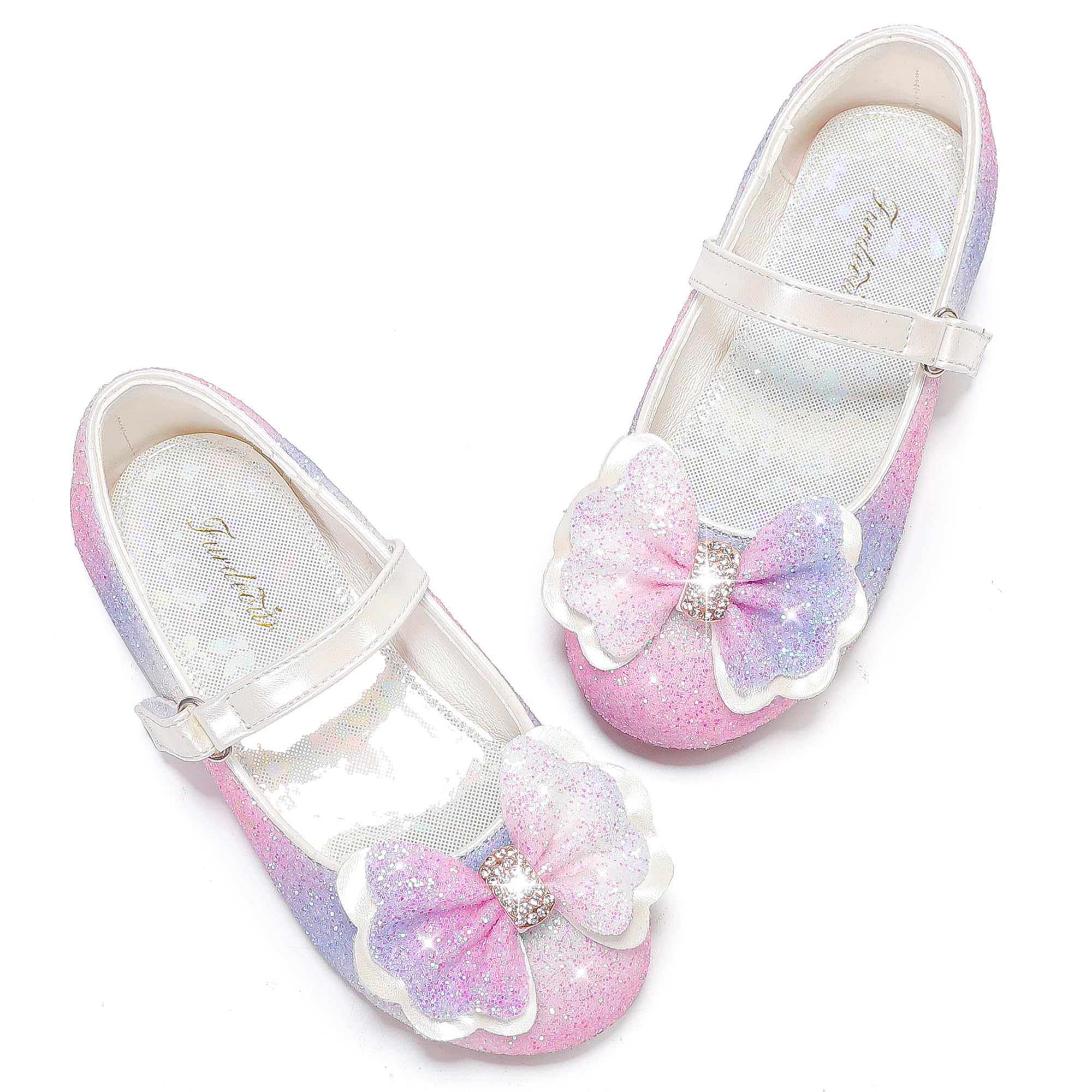 Furdeour Girls Flats Shoes Party Size 8 Toddler Performance Princess Flower Girls(2501StaPurple 8) Image