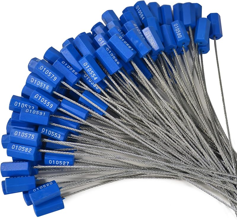 Lzbignun 100pc Numbered Security Cable Seals Tamper Evident Steel Wire Pull