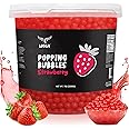 LOCCA Strawberry Popping Boba Pearls 7lb | Boba Popping Pearls | Booba Strawberry Boba Tea Kit Bobba Bursting Balls | Bursting Tapioca Pearls for Popping Boba Kit Bubble Tea Kit Boba Balls Bubble