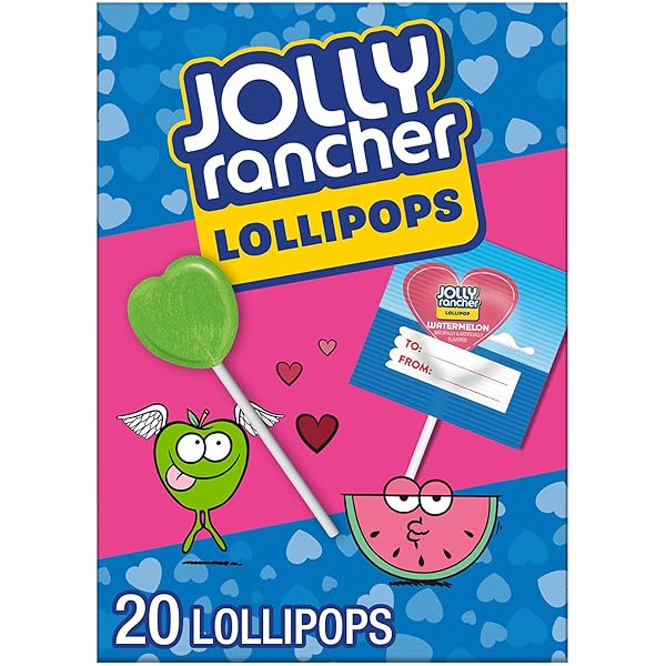 JOLLY RANCHER ASSORTED FRUIT FLAVORED, VALENTINE’S LOLLIPOPS BOX,...