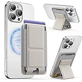 GONEZ for MagSafe Wallet with Stand, Stronger Magnetic Card Holder for iPhone 17/16/15/14/13/12 Series, Premium Leather Phone Wallet with RFID Blocking, 1 Slot, Fit 5 Cards, Stone