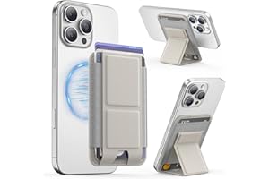 GONEZ for MagSafe Wallet with Stand, Stronger Magnetic Card Holder for iPhone 16/15/14/13/12 Series, Premium Leather Phone Wallet with RFID Blocking, 1 Slot, Fit 5 Cards, Stone