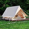 WELLOS Double Door Canvas Glamping Tent Rainproof, Camping Bell Tent for 4 Person with Windows, Easy Set-Up All Season Tents - Embrace Outdoor Luxury with Family-Friendly Tent and Ready for Thrills Large