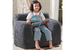Hobestluk Bean Bag Chair Bean Bag Sofa with Fluffy Cover Comfy Chair Filled with Memory Foam Bean Bag Chair for Kids for Bedroom, Dorm, Playroom, Apartment, Living Room (Grey, Small)