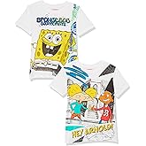 Nickelodeon Boys' Big Spongebob Squarepants & Hey Arnold 2-Pack T-Shirt Bundle Set