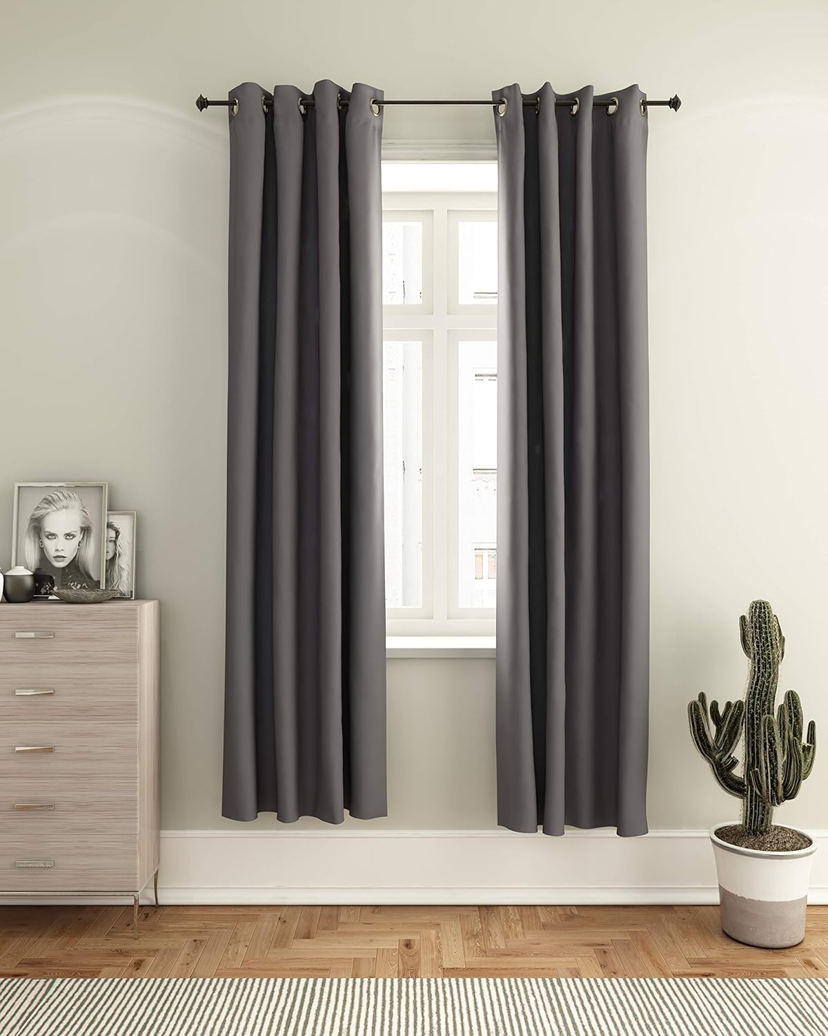 Furinno Collins Blackout Curtain 52x84 in. 2 Panels, Dark Grey, W 52" x L 84" (2 Panels) - Image 4