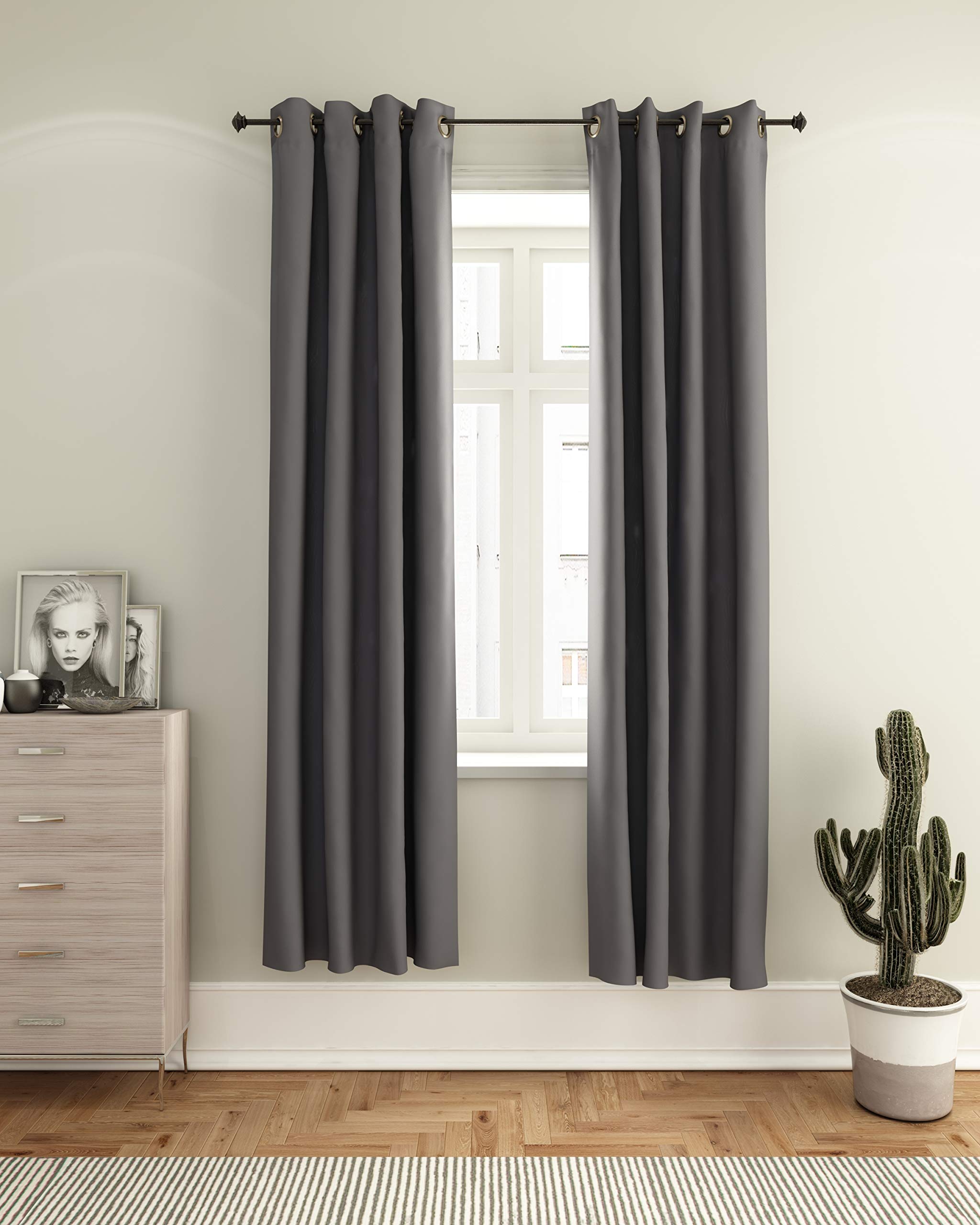 Furinno Collins Blackout Curtain 52x84 in. 2 Panels, Dark Grey