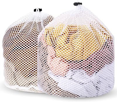 Kalione 2 Pack Laundry Mesh Bags 50x60cm 60x80cm Drawstring Wash Bags