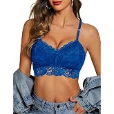 Avidlove Lace Bralettes for Women Padded Camisoles Double-Layered Crop Top Tank Cami Navy Blue S