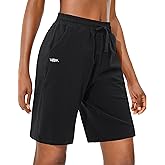 Viodia Women's Bermuda 9"/11" Long Shorts with Pockets Cotton Sweat Shorts Jersey Knee Length Shorts for Summer