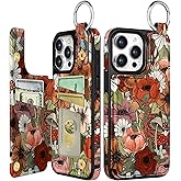 Shorogyt Compatible with iPhone 13 Pro Max Wallet Case with Card Holder - Designer Mushroom Flower Pattern Kickstand Magnetic Clasp Back Flip Folio Leather Phone Covers for Women Men Girls