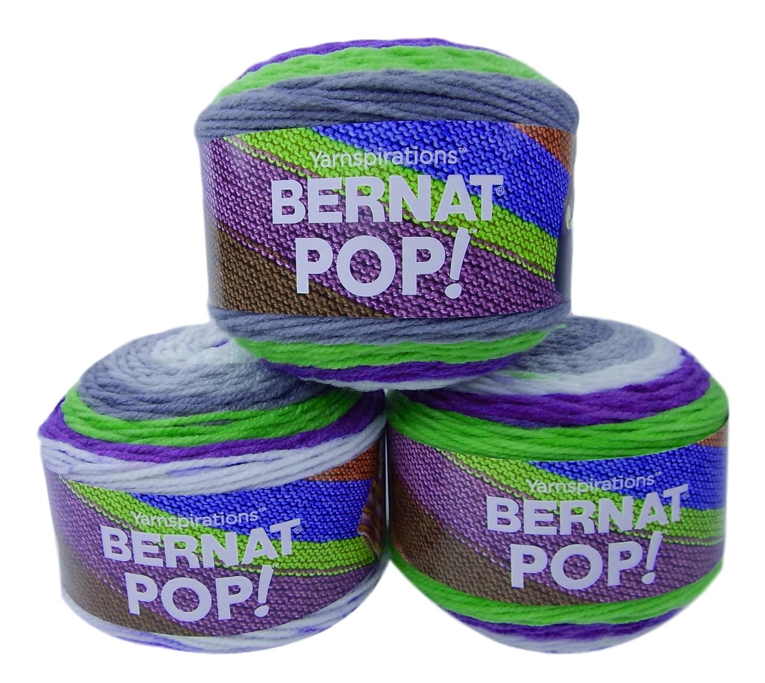 Bernat Pop Worsted Weight SelfStriping 3Pack Acrylic Yarn 5 Ounces 280 Yards