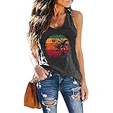 Womens Vintage Graphic Racerback Tank Tops Summer Beach Vacation Tank Cami Casual Loose Workout Yoga Tanks Vest