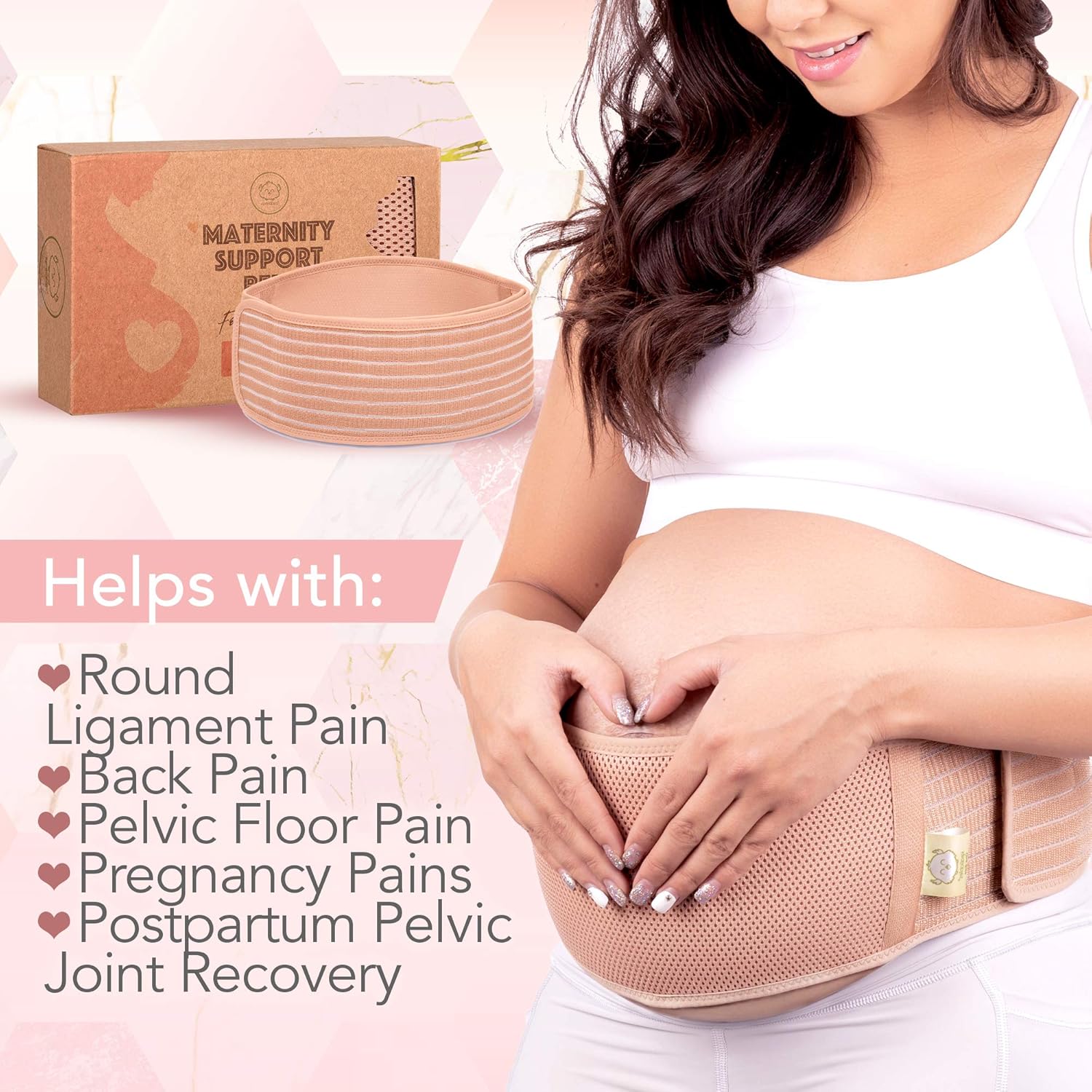 Maternity Belly Band for Pregnancy - Soft & Breathable Pregnancy Belly Support Belt - Pelvic Support Bands - Tummy Bandit Sling for Pants - Pregnancy Back Brace (Classic Ivory, One Size): Industrial & Scientific