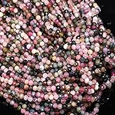 Song Xi 90pcs 4mm Natural Tourmaline Gemstone Beads Faceted Round Loose Stone Beads for Jewelry Making