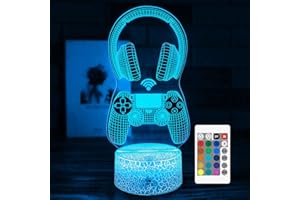 HONRG Gaming Night Light Gamer Room Decor for Boys 3D Illusion Lamp with Remote Control and Touch 16 Colors Gamer Gift for Kids Teen Boys Girls Video Game Battle Signs Gift