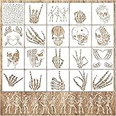 Yanroom 20pcs Skull Stencils for Painting on Wood Skeleton Stencil Reusable | Flame Hand Finger Fire Skull Templates for Airbrushing Art Crafts Plastic Wood Burning Stencils for Wall Canvas