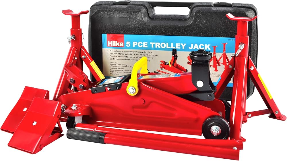 Hilka 82930240 2 Ton Trolley Jack Kit Red BMC Lifting Range 130-345mm