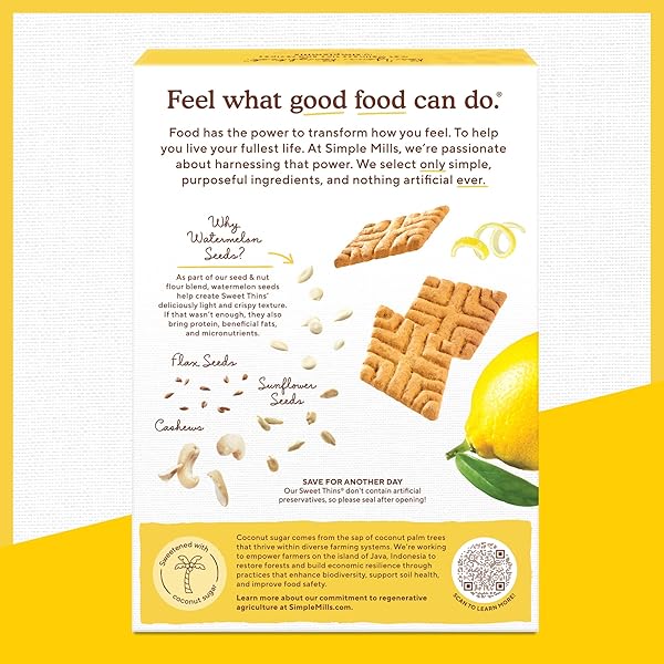 SIMPLE MILLS LEMON SEED & NUT FLOUR SWEET THINS, PALEO FRIENDLY & DELICIOUS SWEET THIN COOKIES, GOOD FOR SNACKS, NUTRIENT DENSE, 4.25 OZ (PACK OF 3)