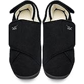 Happy Touch Mens Extra Wide Width Diabetic Slippers Memory Foam With Adjustable Soft Non-Slip Orthopedic House Shoes for Elderly Swollen Feet, Arthritis, Edema