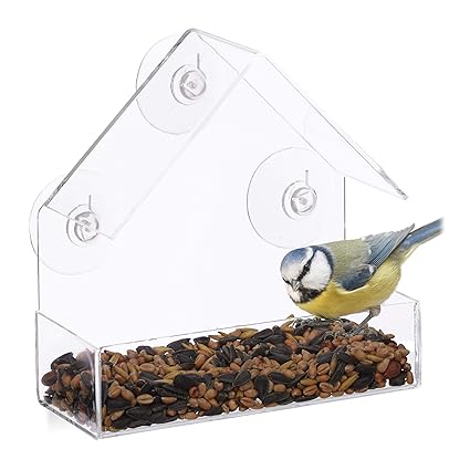  Relaxdays Window Bird Feeder For Wild Birds 3