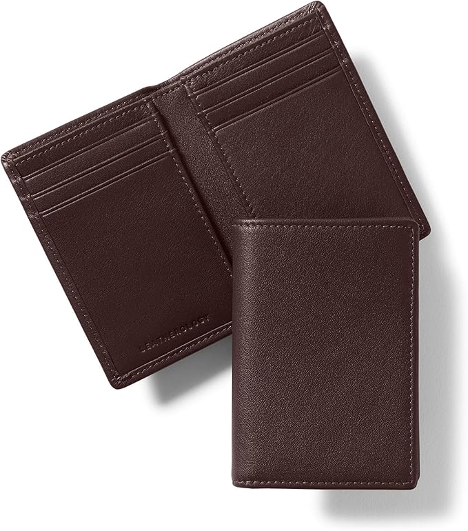 Leatherology Brown Men's Vertical Bifold Wallet