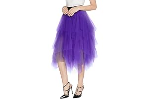 Urban CoCo Women's A-Line Mesh Tutu Skirt Fluffy Layered Tulle Midi Long Skirts with Elastic Waist