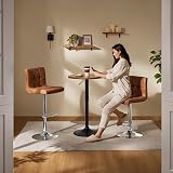 Yaheetech Round Bar Table Adjustable 69.5-91 cm Rustic Brown view 4