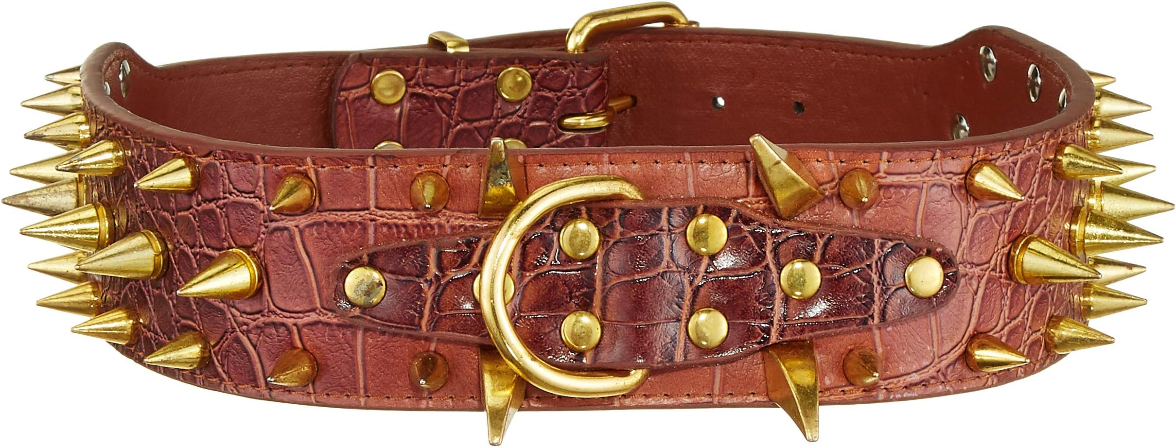 Nootie Brown Strong and Durable Elegant Dog Collar with Spike Studs, Medium, 100 g