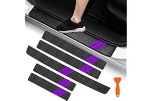YOSRTER 5PCS Door Sill Guard Decoration Stickers for Dodge Charger Challenger Durango Journey Universal Fit to All Dodge Cars Fiber Leather Door Sill Protector (Purple Trim)