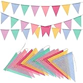 JOFONY 48 Pcs Colorful Pennant Banner Flag,52ft Rainbow Triangle Banners for Outdoor Birthday Party Decorations Pastel
