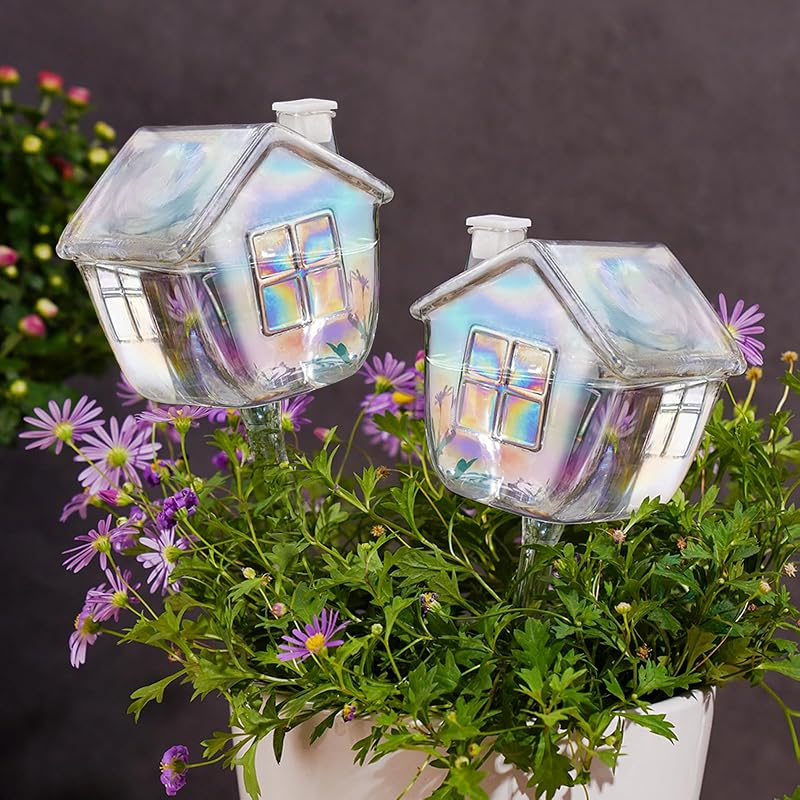 NiHome Hand-Blown Glass Plant Self Watering Globes 2-Pack 9oz Capacity Igloo