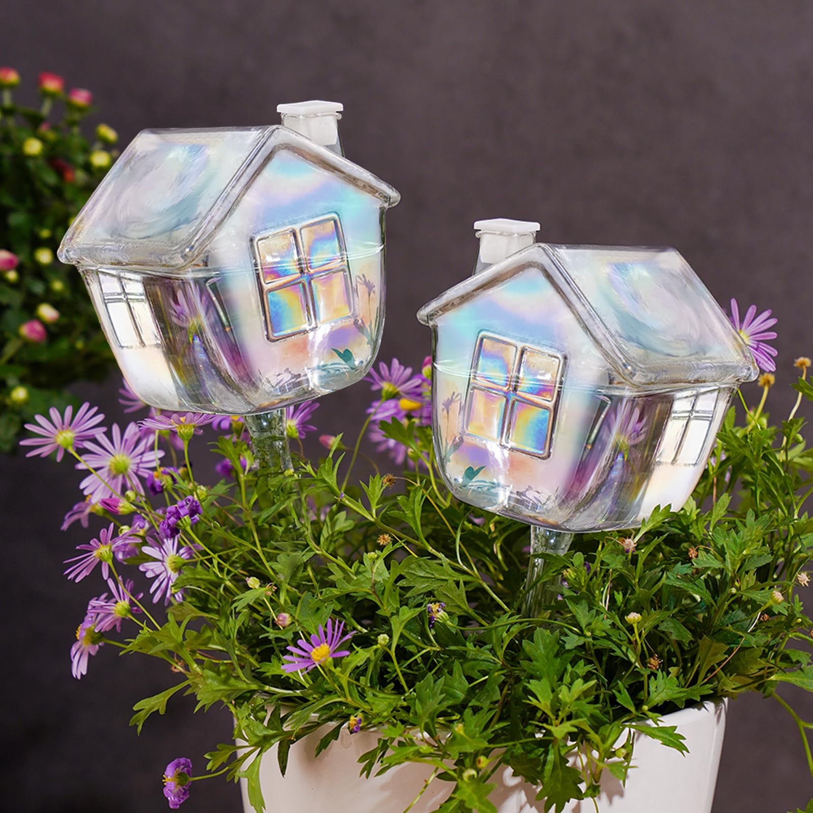 Photo 1 of NiHome Hand-Blown Glass Plant Self Watering Globes 2-Pack - Durable, Unique Igloo-Inspired Design for Home and Garden - 9oz Capacity, Easy Refill Top Opening for Adjustable Hydration