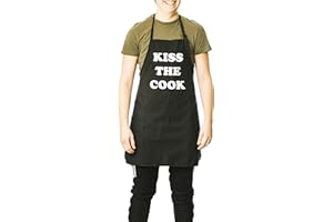 Funny Guy Mugs Kiss The Cook Adjustable Apron with Pockets - Funny Apron For Men & Women - Perfect for Kitchen BBQ Grilling Barbecue Cooking Baking