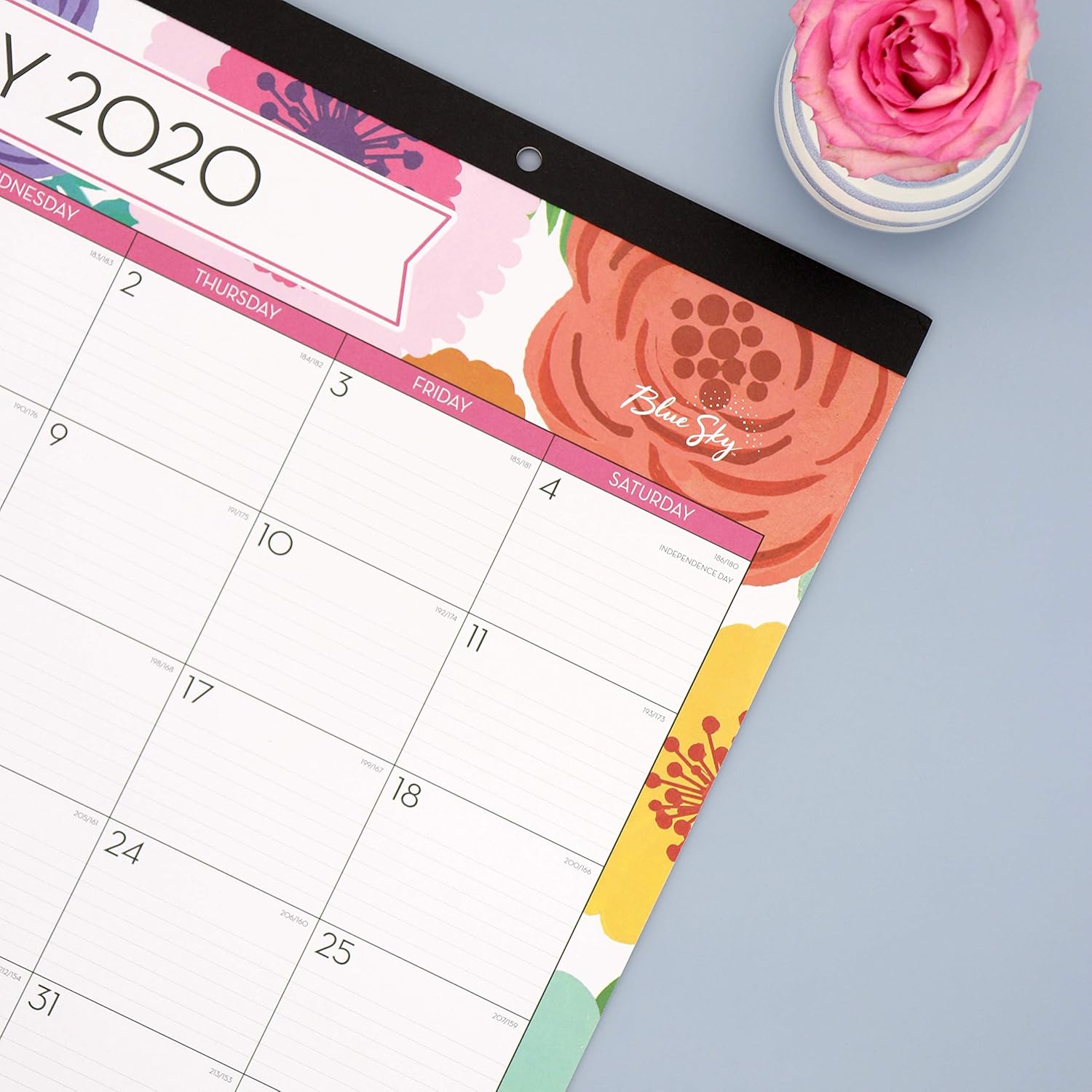 Blue Sky 2020-2021 Academic Year Monthly Desk Pad Calendar, Trim Tape Binding, Two-Hole Punched, Ruled Blocks, 22" x 17", Mahalo : Office Products