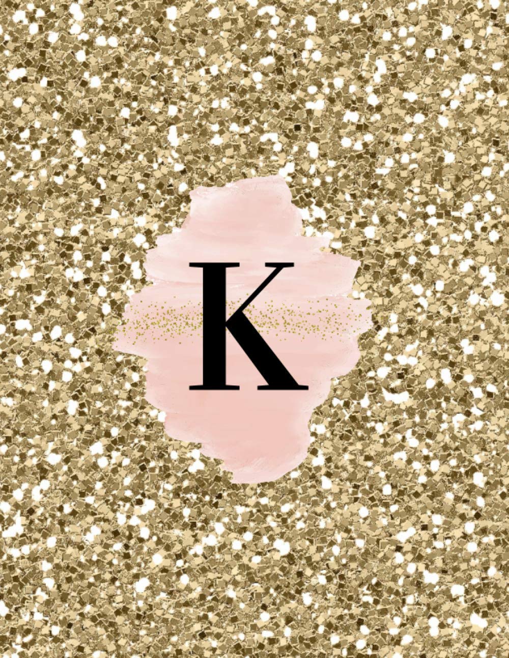INITIAL "K" GOLD GLITTER GLOSSY LINED NOTEBOOK (8.5 × 11, 200 PAGES)