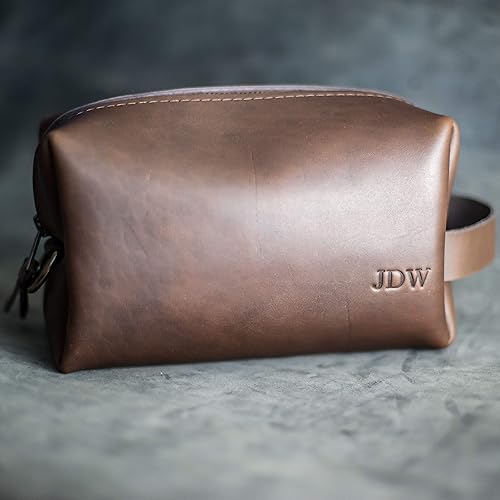 personalized dopp kit leather